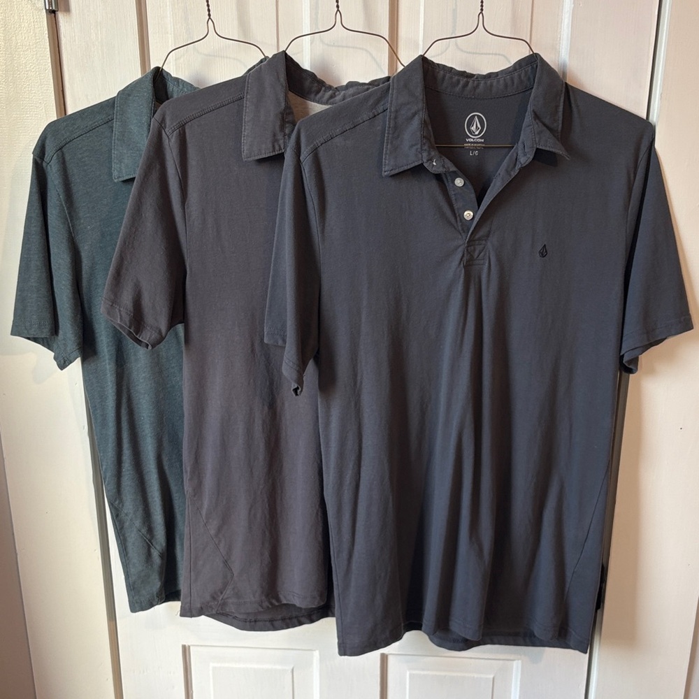 Volcom Men's Polo Shirt Trio‎ - Black and Gray